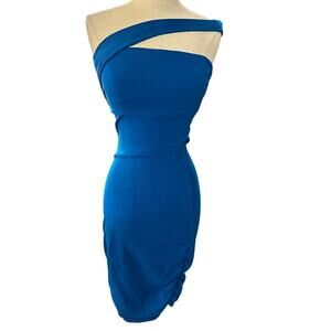 Victoria Secret Women's Blue One-Shoulder Cut Off Midi Dress Size XS